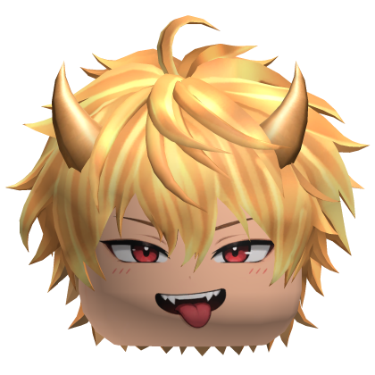 Blonde Messy Hair w/ Cute Golden Demon Horns Roblox item