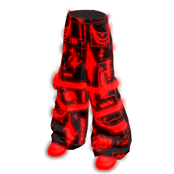 Glowing Emissive Cyber Y2K Scene Cargo Pants Red