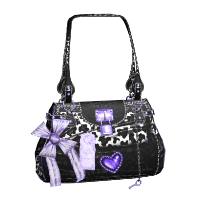 Violet Y2K Leopard Bow Shoulder Bag