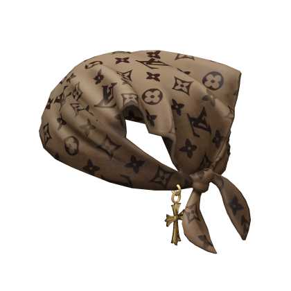 Tied LV Bandana Hat with Cross Chain