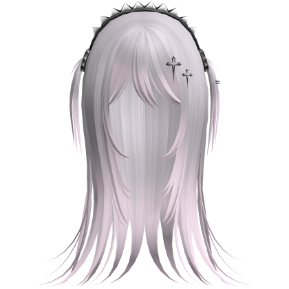 Vampire Goth Wispy Long Hair Platinum Pink  Roblox item