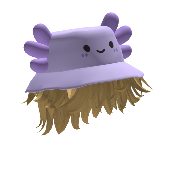 Purple Axolotl Bucket Hat w/ Messy Hair (Blond)