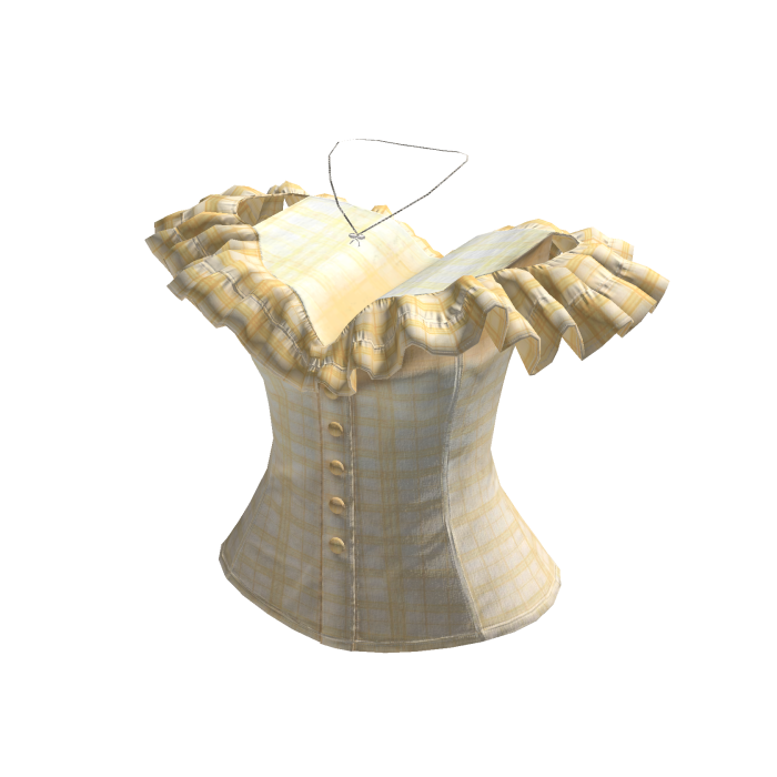 Plaid Off Shoulder Ruffle Corset (Yellow)