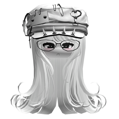 Swirly Curls W/ Emo Punk Cap (White)