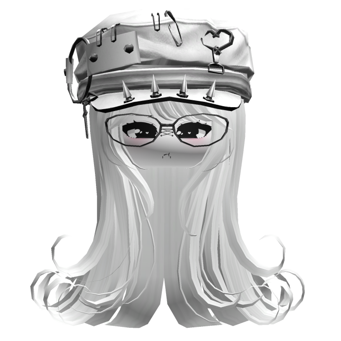 Swirly Curls W/ Emo Punk Cap (White)