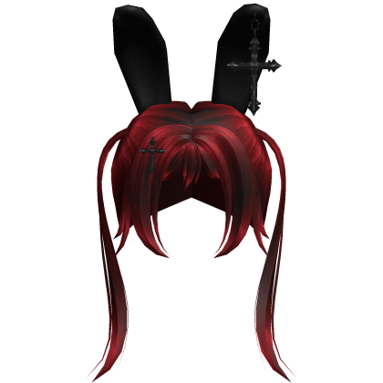 Cute Red Tuft Twin Tail Bunny Hair W/ Dark Cross Roblox item