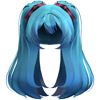 Miku Long Fluffy Twintails Hair- Blue Teal High Roblox item