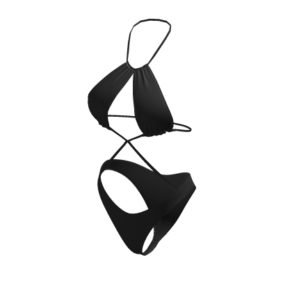 Y2K Strappy Criss Cross Bikini Set In Black