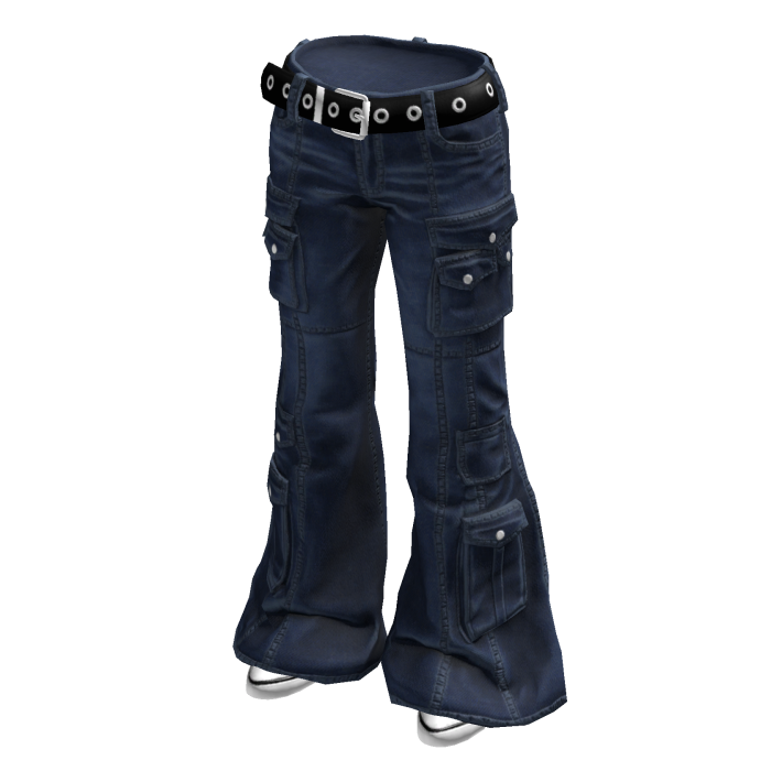 Dark Blue Low Rise Y2K Flared Denim