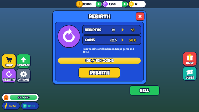 Simulator UI Kit Coins Rebirth Shop Buttons HUD preview 7