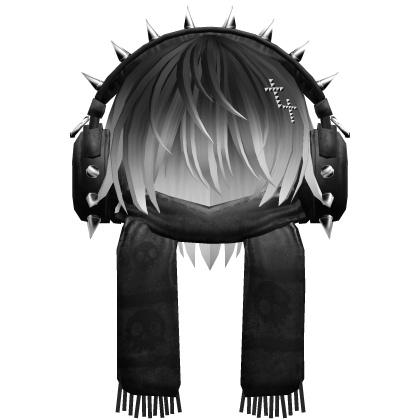 Boy Hair&Emo Headphones&Scarf Black&White