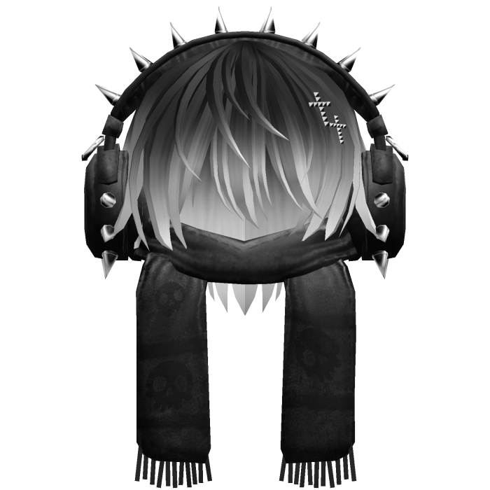 Boy Hair&Emo Headphones&Scarf Black&White