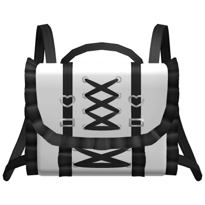 kawaii ruffled black n white letter backpack 1.0 Roblox item