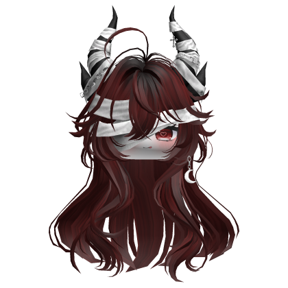 Horned Anime Demon Wolfcut (White&Red)