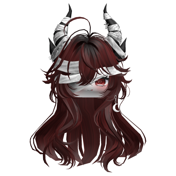 Horned Anime Demon Wolfcut (White&Red)