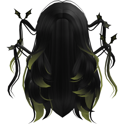 Long Halloween Bat Hair (Black & Green) Roblox item