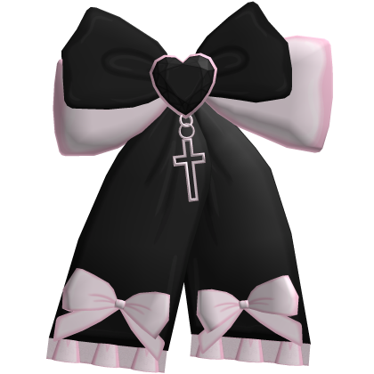 ♡ : cute cross heart bow hair clip in black Roblox item