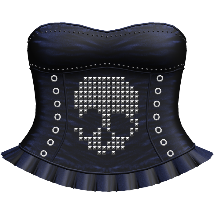 emo studded skeleton short dress in blue