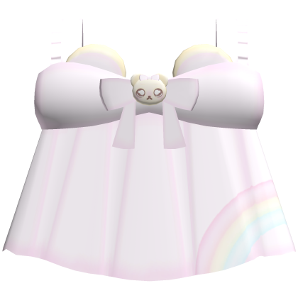 kawaii bear cat pink ruffled rainbow dress
