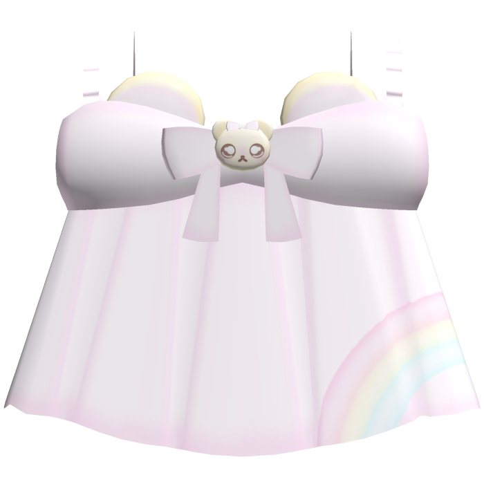 kawaii bear cat pink ruffled rainbow dress