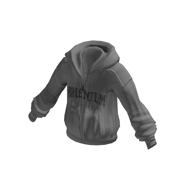 Zip-Up Hoodie w/ Front Text Print (Gray)