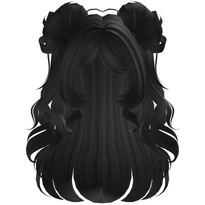 fluffy hair curls emo Y2K cute (black) Roblox item