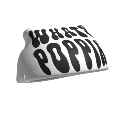White Whats Poppin' Beanie Roblox item