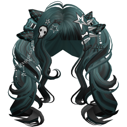 ♡ Scene Fluffy Gyaru Pigtails (Dark Teal)