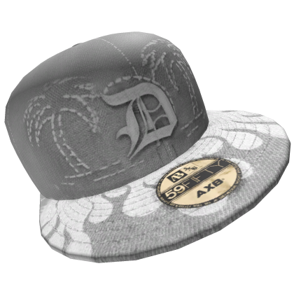 White Flame Detriot Fitted Snapback Tilted Cap