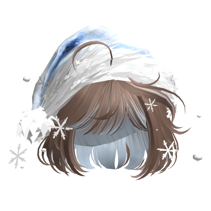 Christmas Cute Hair w/Santa Hat (Brown&Blue)