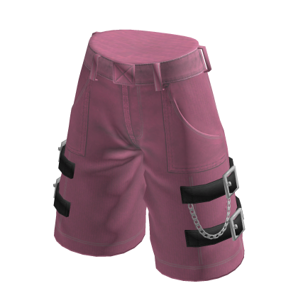 Baggy Shorts with Straps and Chains (Pink)