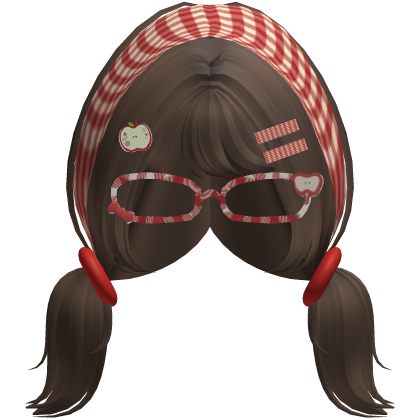Igari Pigtails Hair w/ Glasses Brown Roblox item