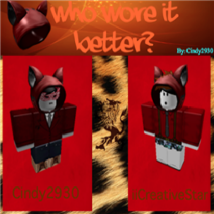 Who wore it better? Red Animal Hoodie Roblox decal