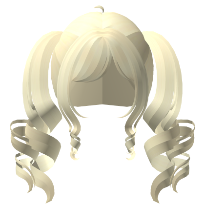 ♡ cutecore giant curly pigtails in yellow.・ Roblox item