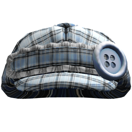 Ruffled Buttoned Cap (Light Blue Gingham)