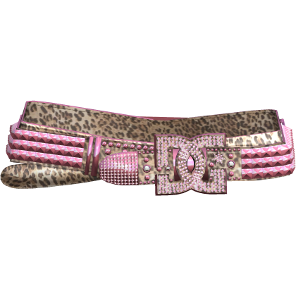Y2K Gyaru DC Rhinestone Pink Leopard McBling Belt thumbnail