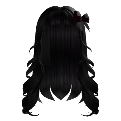 Black Curly Hair w Bow Roblox item