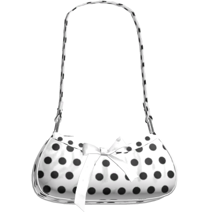 white and black polka dot bow purse thumbnail