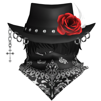 Goth Cowboy Hair Bandit w/ Neckscarf (Black)