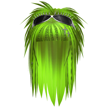 scene messy hair spike goggles neon green leopard Roblox item