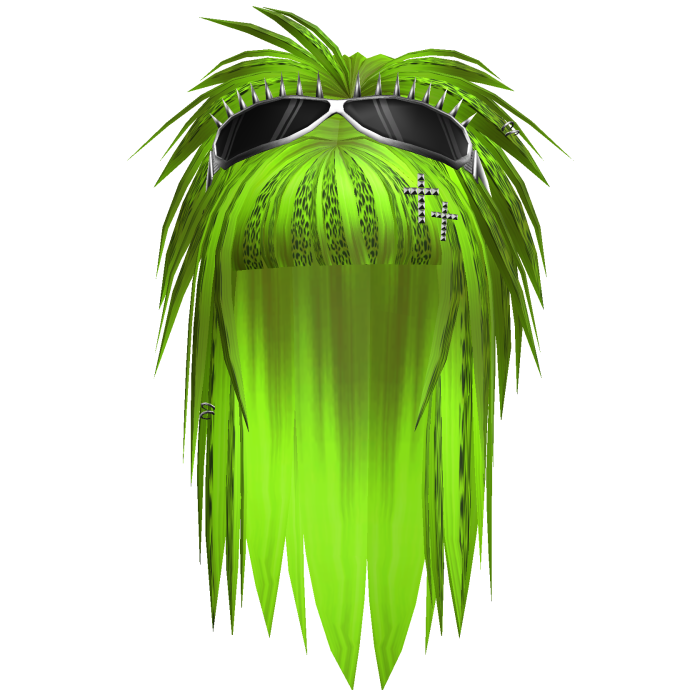 scene messy hair spike goggles neon green leopard