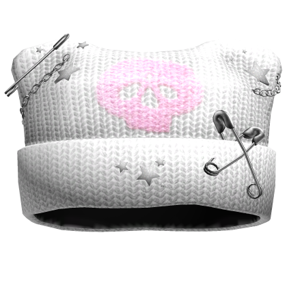 White Cute Skull Y2K Beanie Roblox item