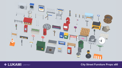 Low Poly City Street Props Urban Town x60 preview 1