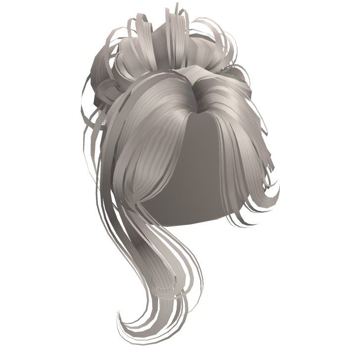 Silver Messy Bun Hair with Long Bangs