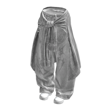 Y2K White Retro Baggy Pants w Tied Cloth Roblox catalog item