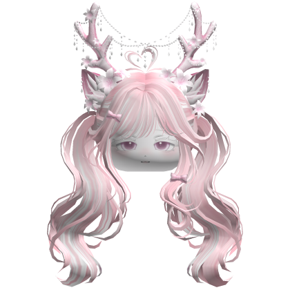 Ethereal Christmas Fairy Fawn Pigtails w/ Antlers
