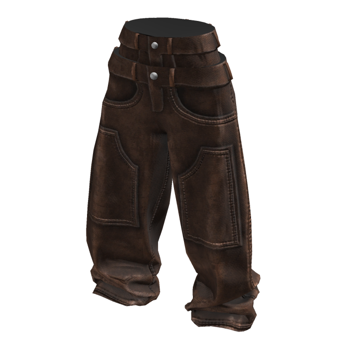 Brown Baggy Washed Grunge Double Waist Jeans