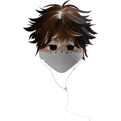 Cute Emo Boy Headphones Mask white Y2K ( brown )