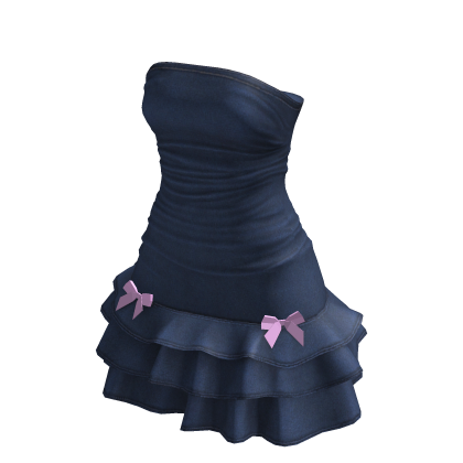 Denim Ruffled Mini Skirt w/ Pink Bows thumbnail