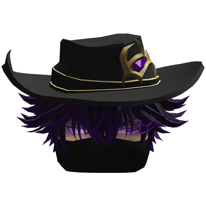 Fluffy Hair with Mask & Hat - Black Purple